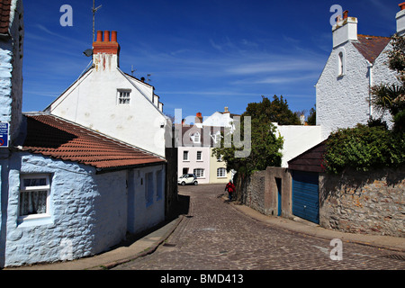 Rue haute de la Sainte Anne Alderney, Channel Islands, Royaume-Uni Banque D'Images