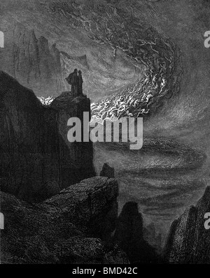 Gravure de Gustave Doré de la Divine Comédie de Dante Alighieri 'Inferno' ou 'Visions de l'Enfer" de Dante et Virgile;Rencontrez la lascive Banque D'Images