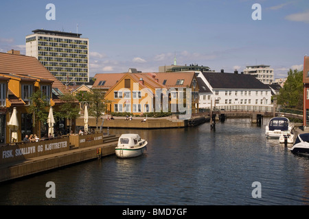 La Norvège Kristiansand Fiskebrygga Banque D'Images