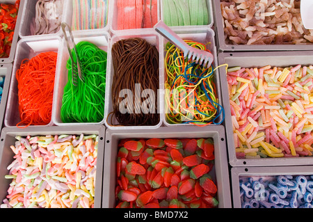 Détail de l'image des bonbons sur les ventes dans un marché Banque D'Images