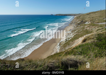 Plage de Perran à marée haute, Cornwall UK Rolvenden. Banque D'Images