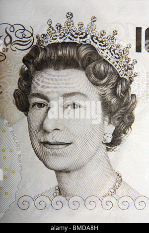 Queens Head sur un billet de banque de dix livres. Banque D'Images