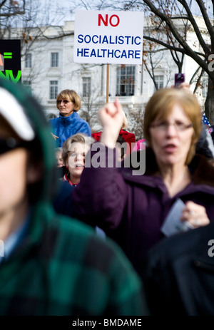 Un thé Healthcare de protestation. Banque D'Images