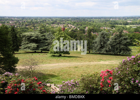 Vue depuis le Roi Henry's mound vue près de Pembroke Lodge à Richmond Park, près de Londres Banque D'Images