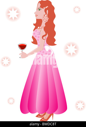 Illustration de Raster robe formelle 2. Une femme tenant un verre de vin. Banque D'Images
