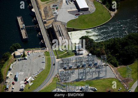 Vue aérienne au-dessus de centrale hydroélectrique Barrage Pensacola Grand River South Carolina Banque D'Images