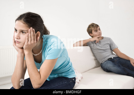 Teenage Couple Having Argument Banque D'Images