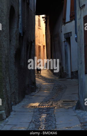 Street View dans le village perché médiéval de Saorge Banque D'Images