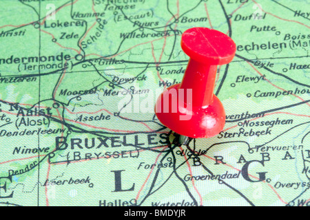 Bruxelles sur une carte de 1963 Banque D'Images