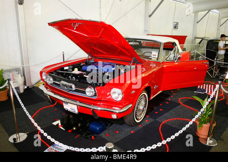 1966 Ford Mustang impeccablement restaurée et sur l'affichage à une exposition de voiture Banque D'Images