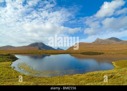 Lochan un ais Inverpolly Wester Ross Sutherland réserve naturelle au nord ouest de l'Écosse Royaume-Uni GB EU Europe Banque D'Images