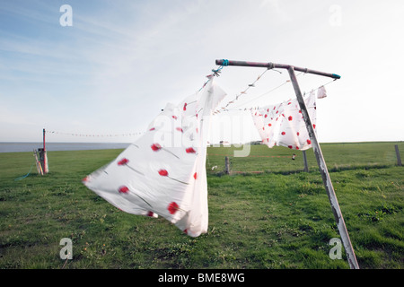 Blanchisserie on clothes line Banque D'Images