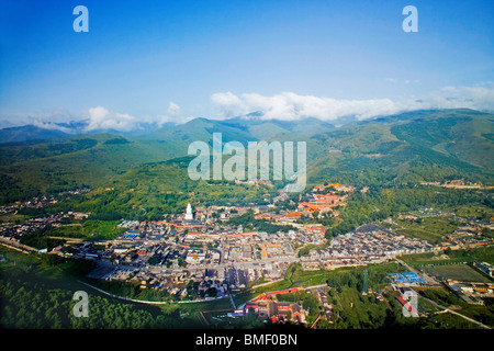 Vue aérienne du mont Wutai, Xinzhou, Province de Shanxi, Chine Banque D'Images