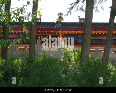 De la tablette nom Temple Zhenhai, Mont Wutai, Xinzhou, Province de Shanxi, Chine Banque D'Images