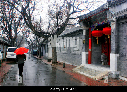 Cour intérieure magnifique maison dans Hutong, Beijing, Chine Banque D'Images