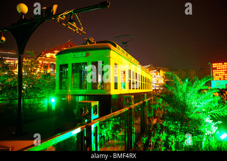 Tramway de Qianmen, Street, rue Commerçante Dashilan, Beijing, Chine Banque D'Images