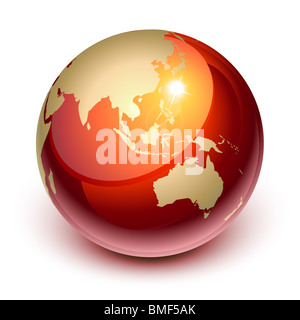 Terre rouge montrant l'Asie et l'Australie Banque D'Images