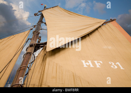 Voiles Principales d'un voilier goélette 1885 Banque D'Images