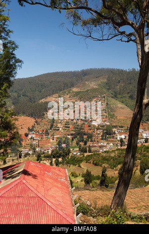 L'Inde, le Tamil Nadu, Udhagamandalam (Ooty), élevée sur la ville de pentes du Pic Doddabetta Banque D'Images