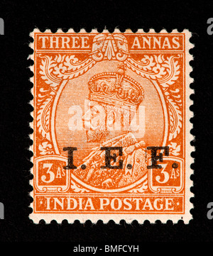 Timbre-poste de l'Inde représentant le roi George V, de l'Indian Force expéditionnaire. Banque D'Images