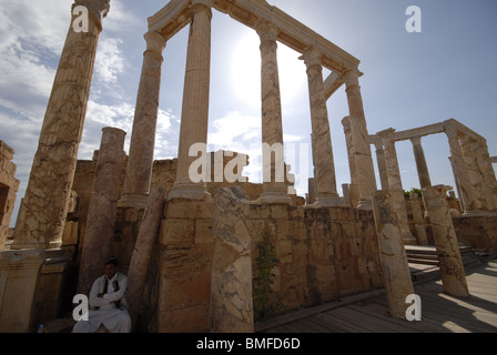 Les ruines de Leptis Magna, Libye, Afrique du Nord Banque D'Images