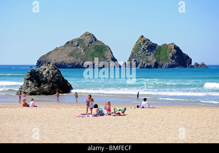 Baie de holywell près de Newquay, à Cornwall, uk Banque D'Images