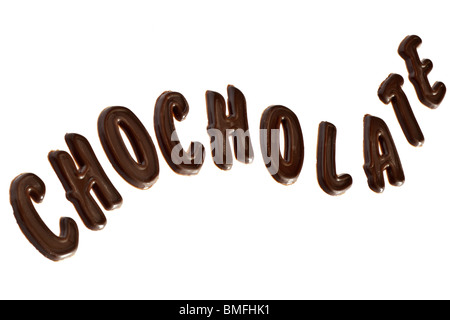 Lettres Chocolat mal orthographié Banque D'Images