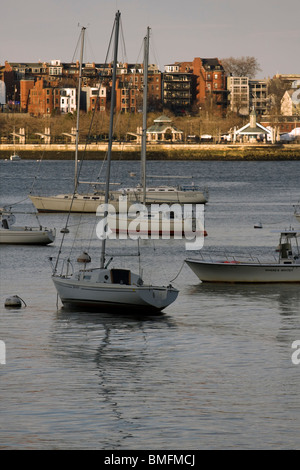 Voiliers liée à balles d'amarrage dans la Marina Banque D'Images