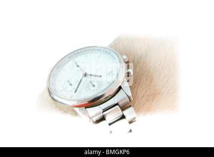 Belle Montre Homme avec un fond blanc. La photo en gros plan. Banque D'Images