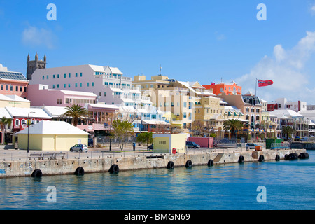 Vue sur le front de mer de Hamilton, Bermudes. Banque D'Images