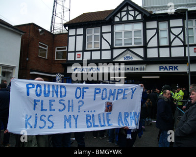 Les manifestants de Portsmouth, Portsmouth FC v Sunderland AFC FA Cup 4ème tour 2010 Banque D'Images