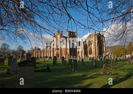 Abbaye de Melrose, Melrose, région des Borders, en Écosse Banque D'Images