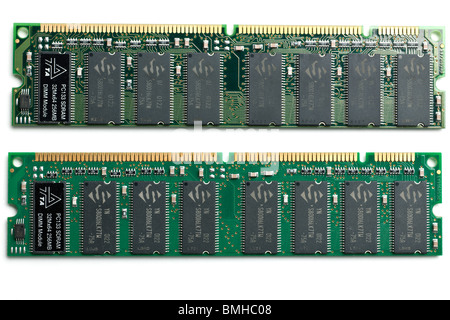 Deux 256 Mo SDRAM PC133 32m*64 modules de mémoire d'ordinateur dimm Banque D'Images