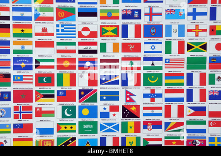 Une variété de drapeaux du monde. Banque D'Images