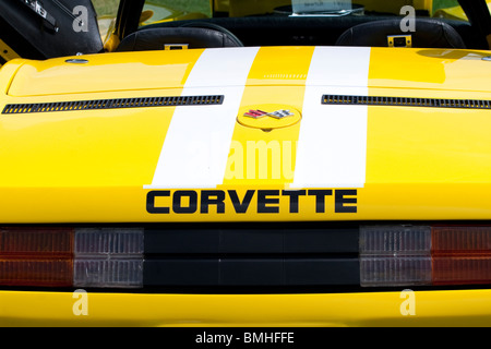 L'arrière d'une Corvette jaune voiture Can-AM Banque D'Images