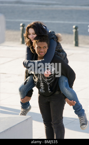 Garçon noir fille blanche Banque D'Images