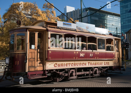 Tramway historique de Christchurch, Nouvelle-Zélande. Maintenant l'utilisation d'un itinéraire touristique autour du centre-ville Banque D'Images