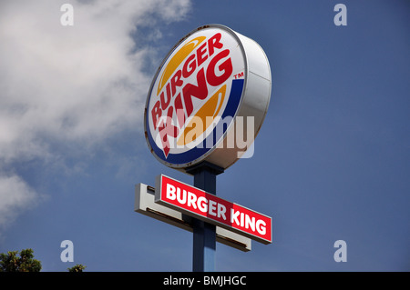 Burger King signe, Platja de s''Arenal, Sant Antoni de Portmany, Ibiza, Baléares, Espagne Banque D'Images