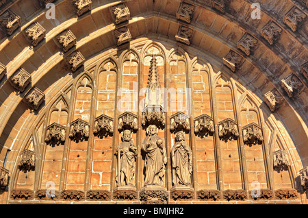 Portail de la Cathédrale Saint-Bavon (Sint-Baafs Cathédrale), Gand, Belgique Banque D'Images