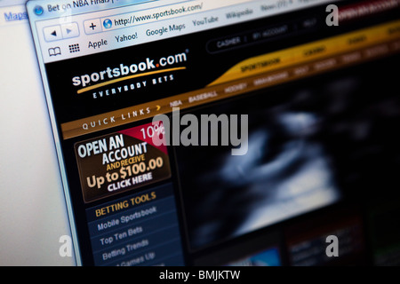 Close up d'un moniteur d'ordinateur / écran montrant le site de paris sportifs Paris Sportifs Banque D'Images