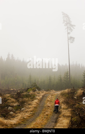 Péninsule scandinave, en Suède, Malmö, Sodermanland, femme marche sur un chemin de terre Banque D'Images