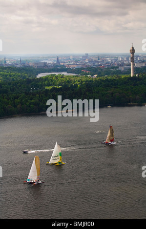 Dans une course Sailingboats Banque D'Images