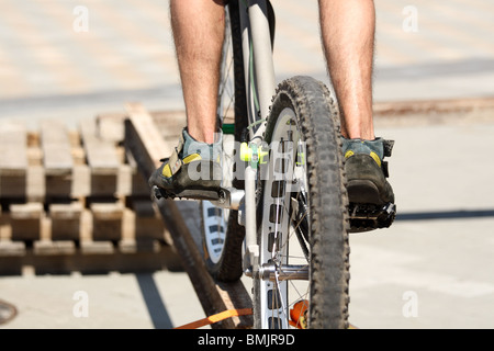 Trial Bike démonstration pendant la compétition. MTB. Katowice, Pologne Banque D'Images