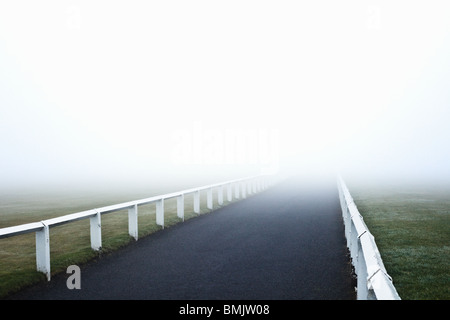 Route menant dans le brouillard Banque D'Images