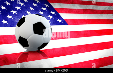 Ballon de soccer sur USA grunge flag Banque D'Images