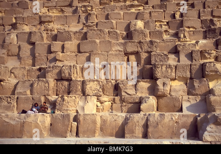 Blocs de calcaire blanc de la Grande Pyramide de Khufu (CHEOPS), Giza, Egypt, Egypte Banque D'Images