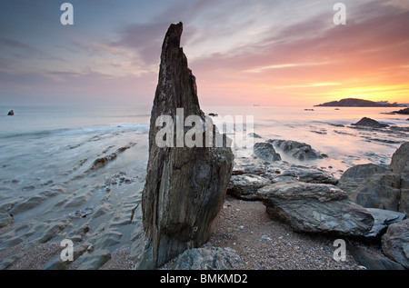 Bantham Bay au coucher du soleil, Devon, UK Banque D'Images