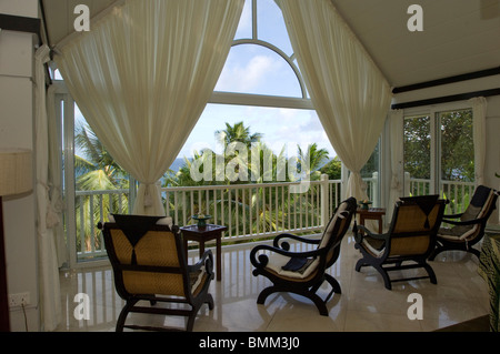 Au Banyan Tree Spa Resort sur l'île de Mahé Banque D'Images