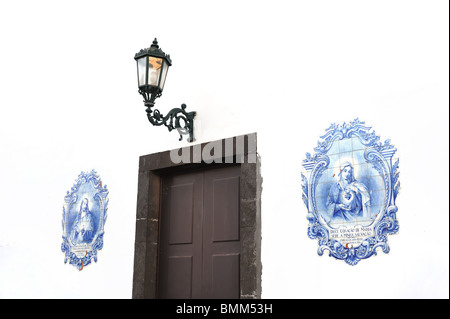Azulejos - carreaux portugais, église paroissiale, Funchal, Madeira, Portugal Banque D'Images