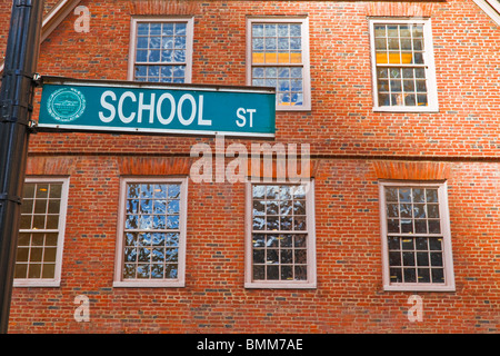 L'ancienne librairie de l'angle sur la rue School, Freedom Trail, Boston, Massachusetts Banque D'Images